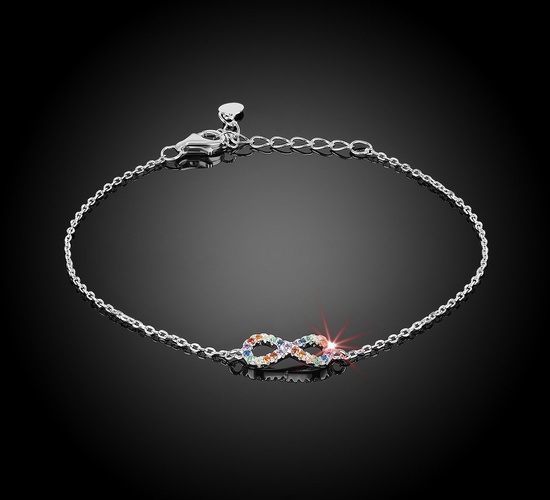 Bransoletka srebrna 925 z diamentowymi cyrkoniami - nieskończoność 