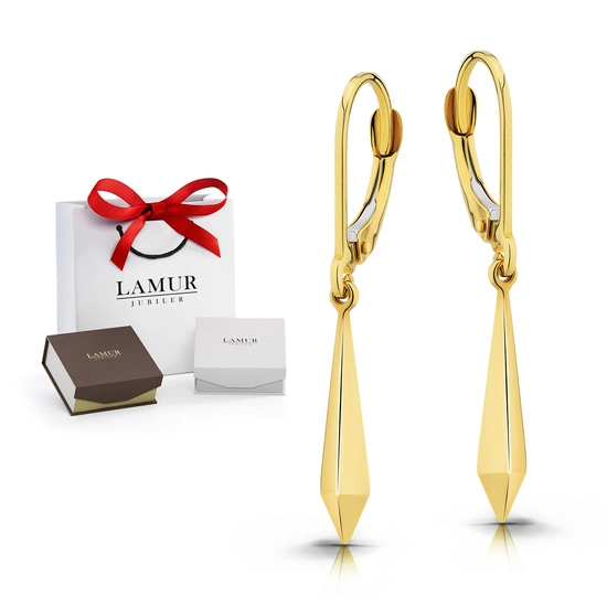 Złote kolczyki 585 - wiszące sople