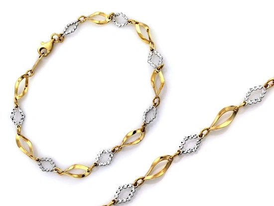 Bransoletka złota z dwukolorowych elementów