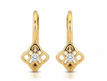 Delikatne złote kolczyki angielskie z cyrkonią