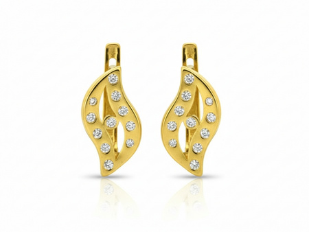 Złote kolczyki z cyrkoniami angielskie zapięcie