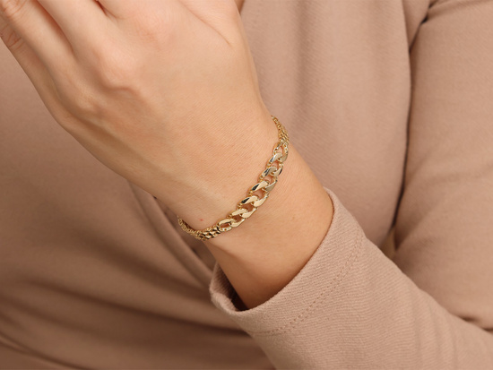 Bransoletka złota szeroka efektowna z grubą pancerką