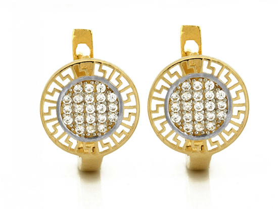 Kolczyki złote angielskie okrągłe z cyrkoniami