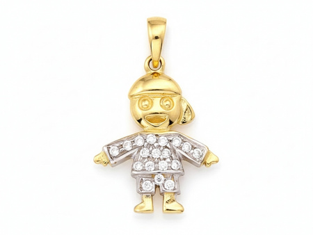 Zawieszka złoty chłopiec dwukolorowy z cyrkoniami