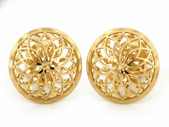 Kolczyki złote ażurowe kółko na sztyfcie