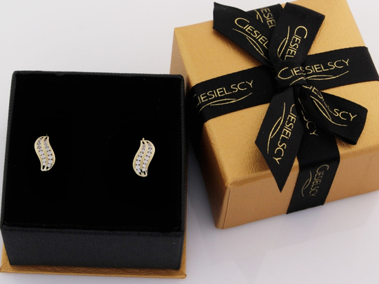 Kolczyki złote angielskie z cyrkoniami