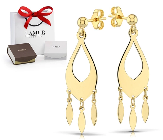 Złote kolczyki 585 łezki - wiszące 