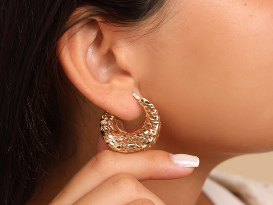 Kolczyki złote duże przestrzenne ażurowe