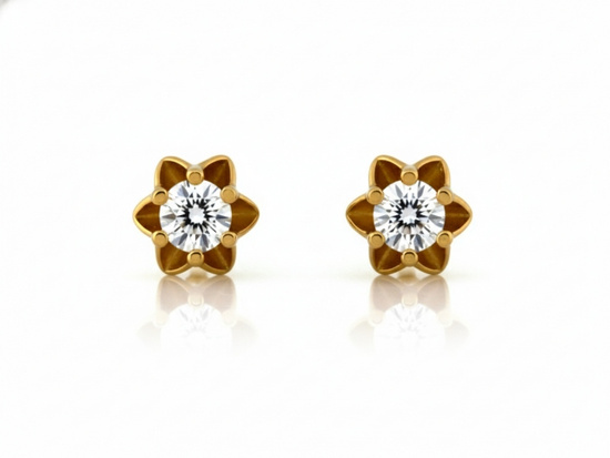 Kolczyki złote z cyrkonią na sztyfcie