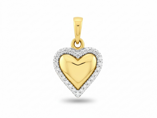 Złoty wisiorek serce z cyrkoniami