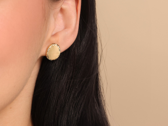 Kolczyki złote angielskie błyszczące owalne