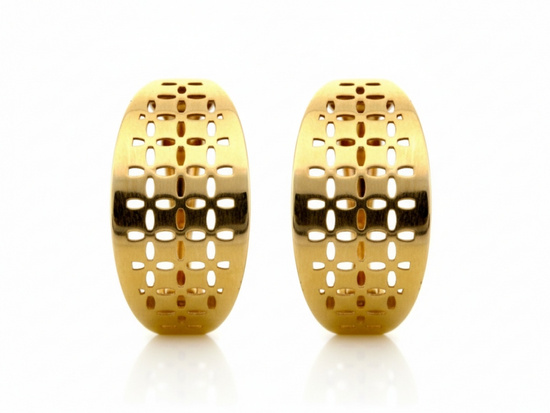 Kolczyki złote angielskie blaszki wycinane ażurowe