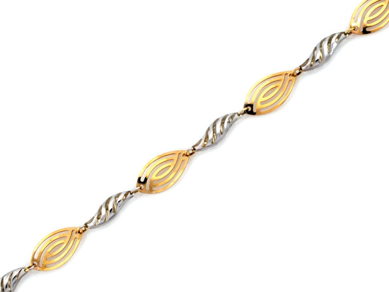 Modna bransoletka zlota elementowa z ażurowych elementów