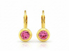 Złote kolczyki z różową cyrkonią