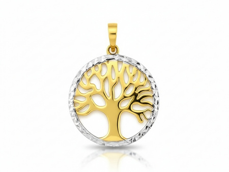 Złota zawieszka drzewko szczęścia diamentowane