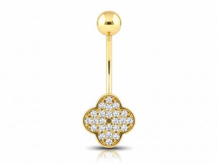 Złoty kolczyk do pępka z cyrkoniami