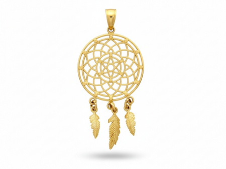 Zawieszka złota duży ażurowy łapacz snów