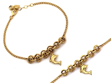 Bransoletka złota z zawieszką delfinkiem