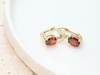Kolczyki złote angielskie z rubinem syntetycznym i cyrkoniami