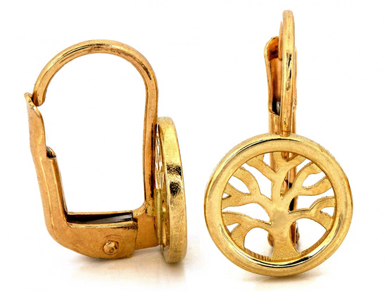 Kolczyki złote angielskie z drzewkiem szczęścia