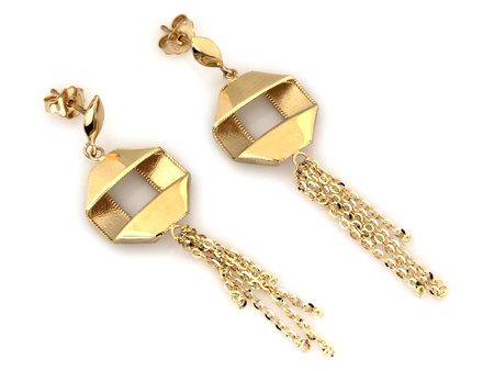 Kolczyki złote długie z łańcuszkami