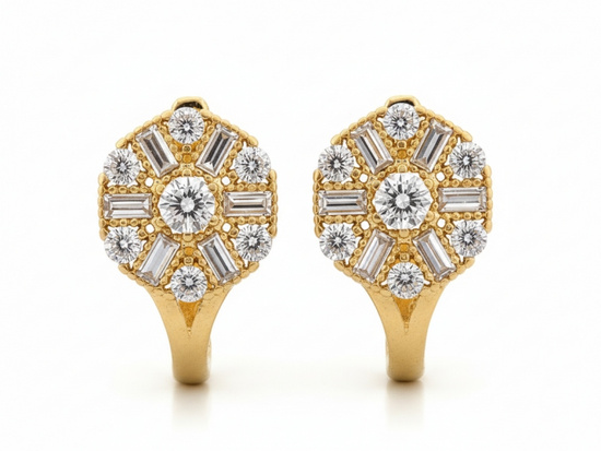 Kolczyki złote angielskie z cyrkoniami delikatne dla dziewczynki