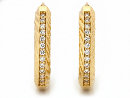 Kolczyki złote kółka błyszczące zdobione 16mm