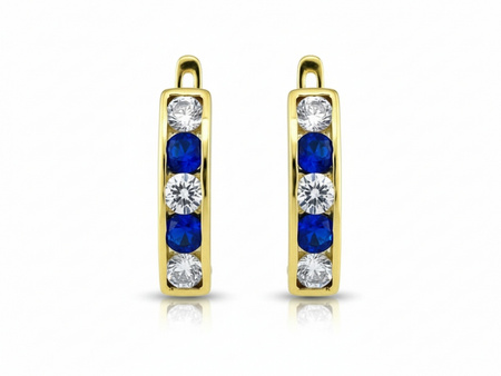 Złote kolczyki z niebieskimi cyrkoniami