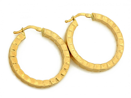 Kolczyki złote koła efektowne zdobione 29mm