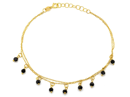 Bransoletka złota z wiszącymi czarnymi onyksami