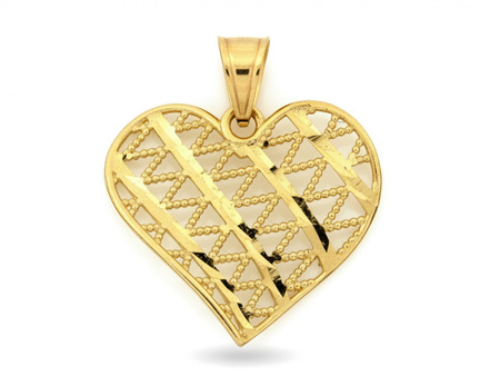 Zawieszka złota duże ażurowe serce