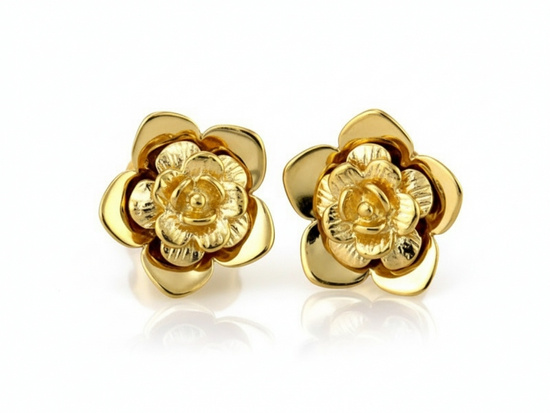 Kolczyki złote kwiatki na sztyfcie