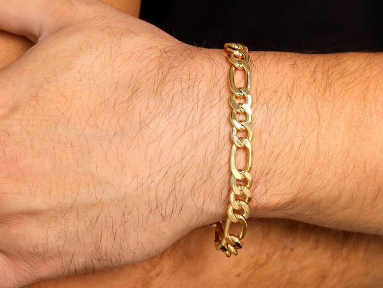 Złota bransoletka gruba męska figaro