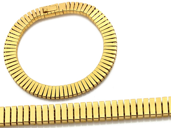 Złota bransoletka ruchoma taśma błyszcząca efektowna