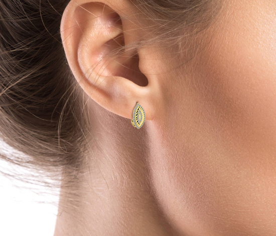 Złote kolczyki 585 z cyrkoniami - klasyczne