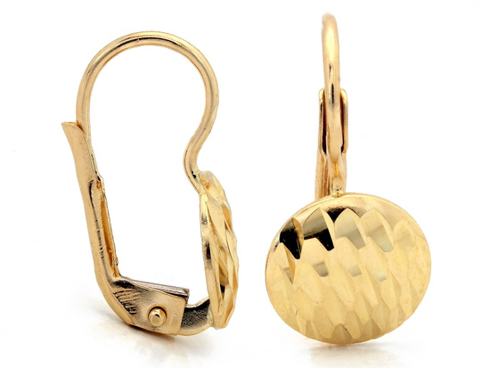 Kolczyki złote angielskie zapięcie okrągłe frezowane