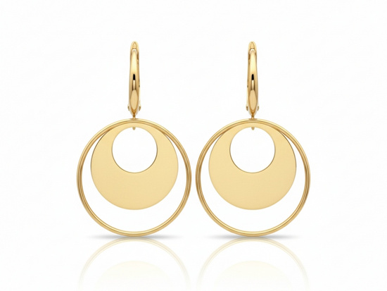 Kolczyki złote podwójne koła angielskie zapięcie