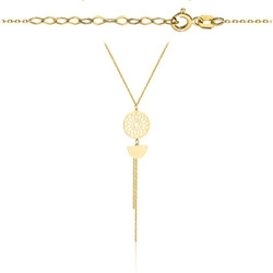 Złoty naszyjnik 585 - ażurowy kwiat w kole