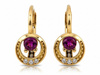 Kolczyki złote angielskie z czerwoną cyrkonią
