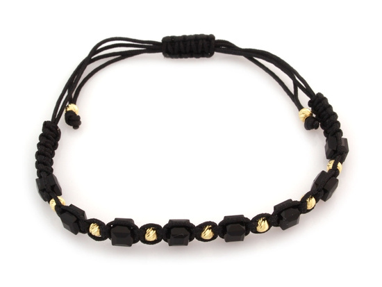 Bransoletka sznurkowa ze złotymi frezowanymi kulkami