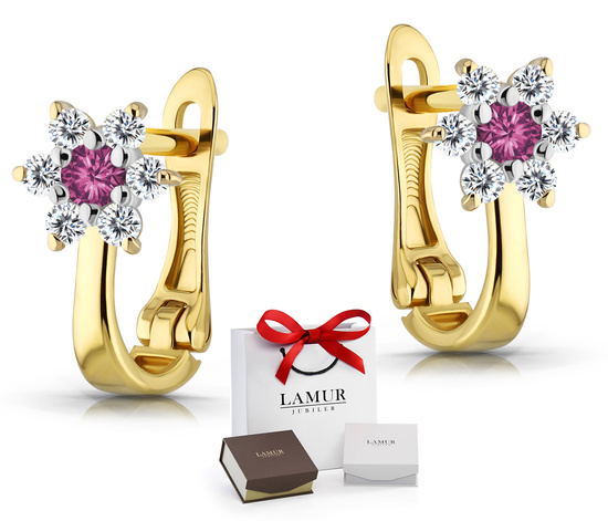 Złote kolczyki 585 dla dziewczynki - kwiatki