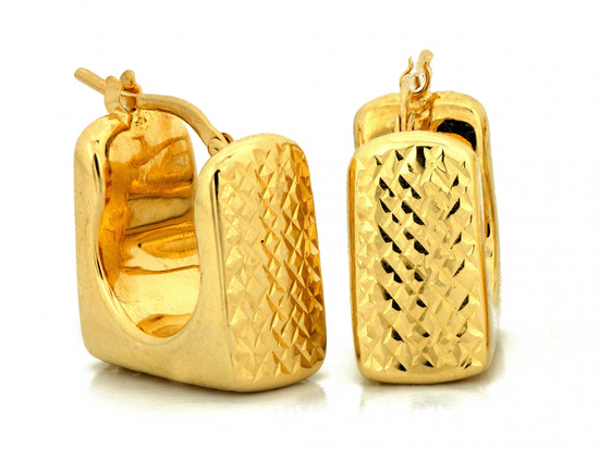 Kolczyki złote nowoczesna forma geometryczne dmuchane angielskie