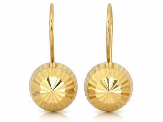 Kolczyki złote półkule na biglu diamentowane