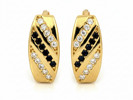 Złote kolczyki klasyczne eleganckie z cyrkoniami do każdej stylizacji