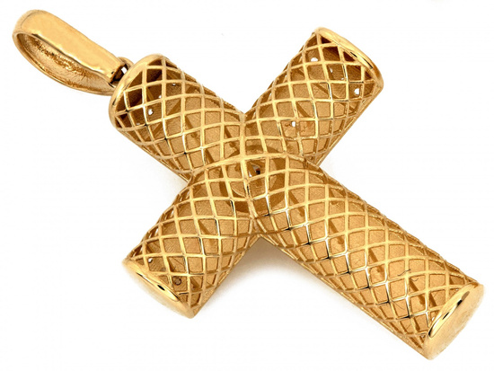 Zawieszka złoty krzyżyk z Jezusem z cyrkoniami