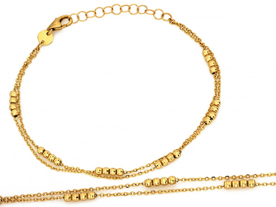 Bransoletka złota podwójna łańcuszkowa z kulkami