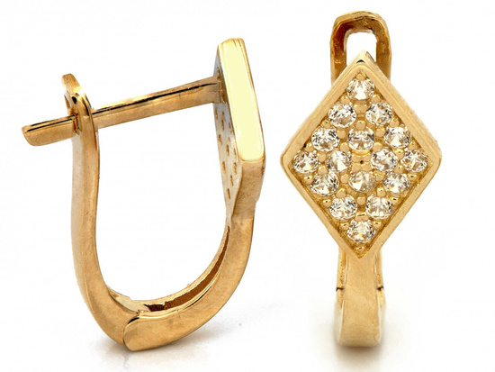 Kolczyki złote angielskie delikatne z cyrkoniami