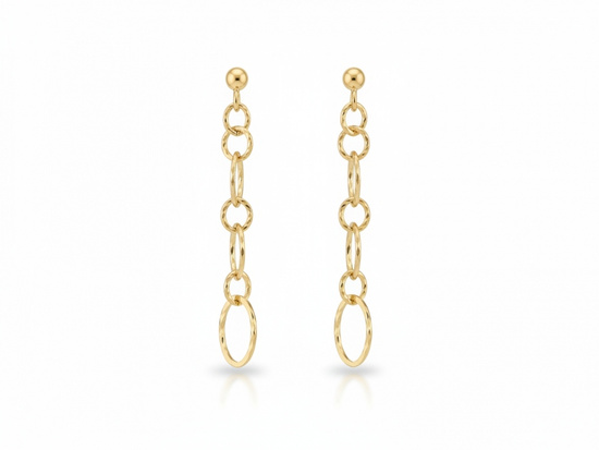 Kolczyki złote długie wiszące z małych kółek