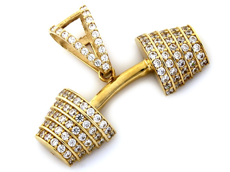 Zawieszka sztanga złota sztangielka wysadzana cyrkoniami