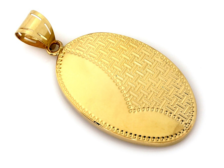 Zawieszka złota duża owalna frezowana